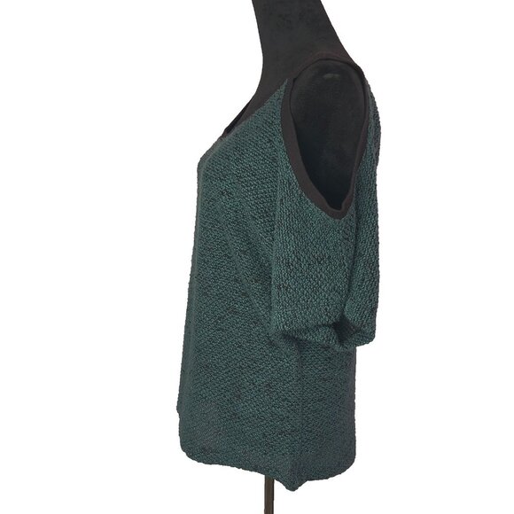BCBGeneration Womens Top Teal Knit Sweater Blouse Cold Shoulder Size Medium - Picture 2 of 16